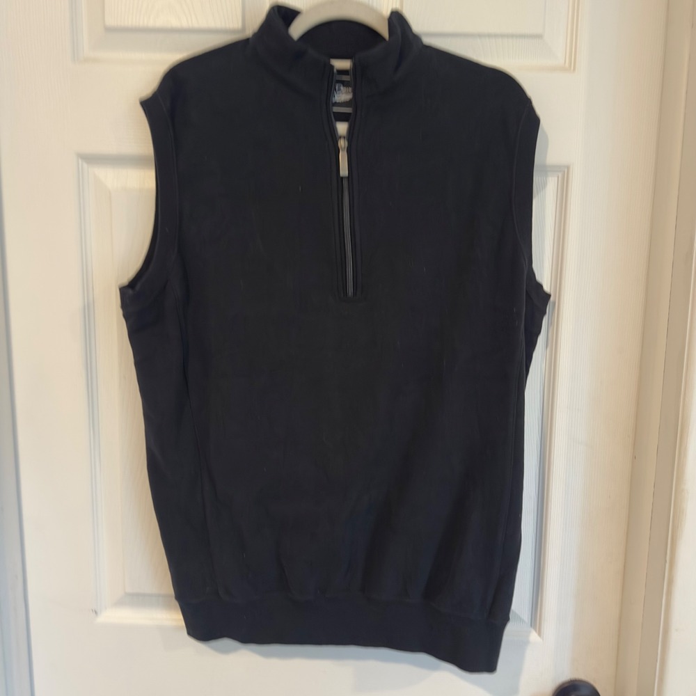 Straight Down Mens Black 100% Cotton Quarter Zip Golf Vest Small RN95016